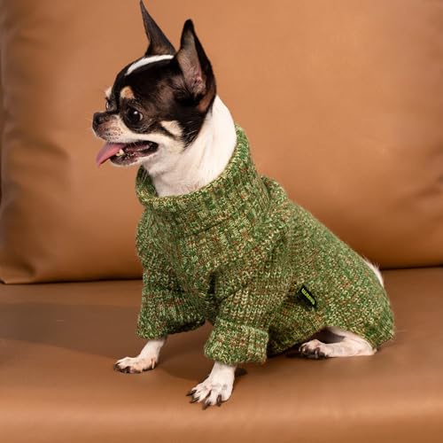Fitwarm Knitted Turtleneck Dog Sweater, Thermal Dog Winter Clothes for Small Dogs Boy Girl, Holiday Pet Outfit, Heather Green, Small - color: Heather Green, size: Small