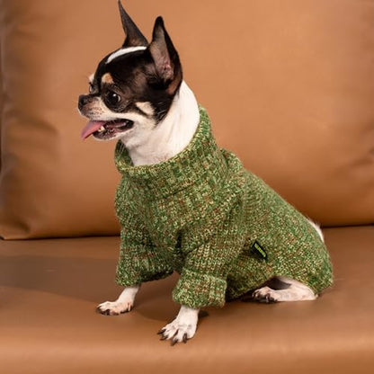 Fitwarm Knitted Turtleneck Dog Sweater, Thermal Dog Winter Clothes for Small Dogs Boy Girl, Holiday Pet Outfit, Heather Green, Small - color: Heather Green, size: Small