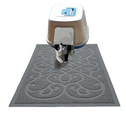 PetLike Cat Litter Box Mat, Thick Kitty Litter Trapping Mat, Durable,Waterproof &Washable with Non-Slip Backing, Soft on Kitty Paws and Easy to Clean, BPA Free - color: Light Grey, size: 35x24