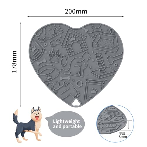 Cat & Dog Slow Feeder Puzzle Toy — Interactive Cat Puzzle Feeder Bowl, Dog Puzzle Feeder, Dog Lick Mat, Mental Stimulation Toy for Indoor Cats & Dogs, Anti-Gulp, Fun & Durable Heart Shape(Grey) - color: Grey