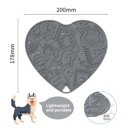Cat & Dog Slow Feeder Puzzle Toy — Interactive Cat Puzzle Feeder Bowl, Dog Puzzle Feeder, Dog Lick Mat, Mental Stimulation Toy for Indoor Cats & Dogs, Anti-Gulp, Fun & Durable Heart Shape(Grey) - color: Grey