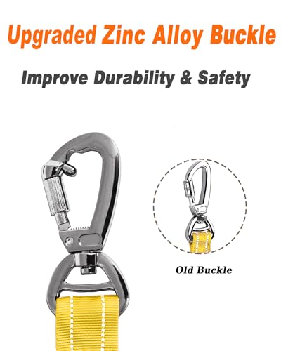 AUBELL Tactical Dog Leash Heavy Duty,4-6ft Reflective Strong No Pull Bungee Leash for Medium Large Dogs with Comfortable Padded Double Handle,Car Seat Belt,360 Degree Rotating Carabiner,Yellow - color: M/L-Yellow(4-6FT)