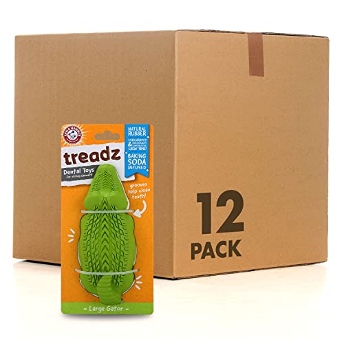 Arm & Hammer for Pets Super Treadz Gator Chew Toy - Best Chew Toys Reduce Plaque & Tartar Buildup Without Brushing - for Dogs up to 35 Lbs (Pack of 12) - size: Large (Pack of 12), style: Gator