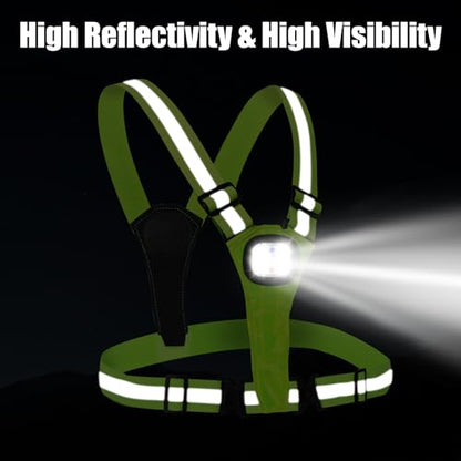 LED Reflective Running Vest,High Visibility Reflective Running Gear,Rechargeable Light Up Running Vest for Walking Running Cycling,Adjustable for Men Women Kids