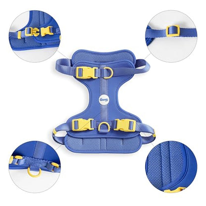 HNS1003C Arlo Large Adjustable Soft Padded No Pull Pet Harness with 3 Buckles and 3 Leash Clips, Curaçao - color: Dark Blue, size: Large (Chest: 24 - 37")