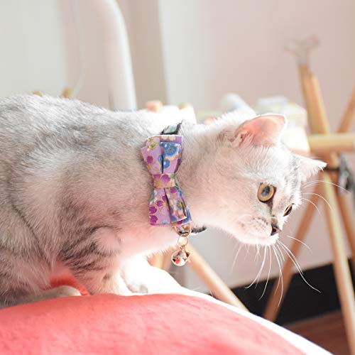 Bowtie Cat Collars Breakaway with Bell, Adjustable Cute Kitty Collars Safety Buckle Kitten Collar for Cat Puppy 7.5-11in (22) - color: 22