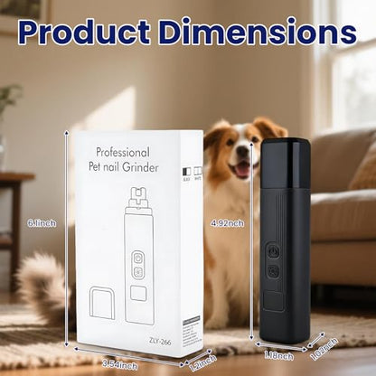 Dog Nail Grinder, Silent Groom Pro Pet Nail Grinder with 2-Speed LED Light, Low Vibration Rechargeable Electric Nail Grinder for Small Dogs & Cats