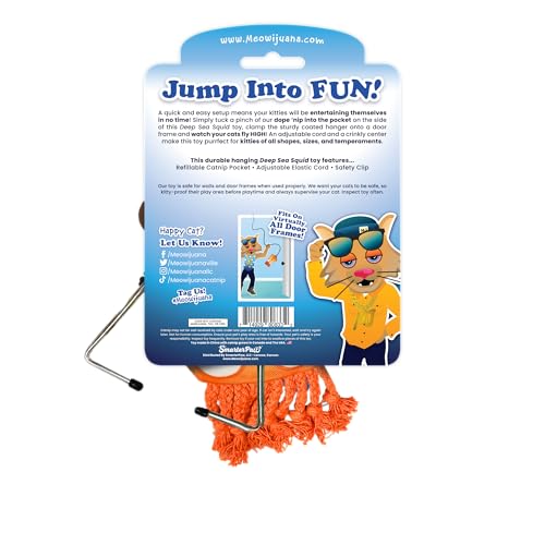 Meowijuana Jump 'n' Jamb Door Hanging Cat Toy Bundle | Deep Sea Squid + Sierra Sunshine Blend | Refillable Interactive Catnip Toy | Promotes Play and Cat Health | Potent Catnip Grown in North America - color: Deep Sea Squid Bundle
