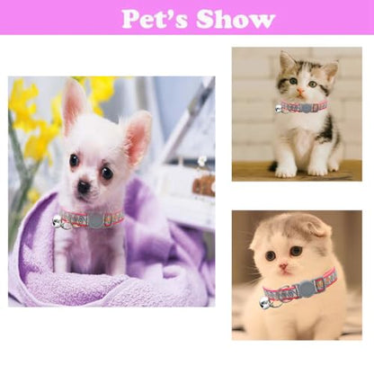 Hot Pink Bell Collar for Small Dogs, Puppy Collar Girl, Breakaway Kitten Bell Collar Safety Buckle Soft Nylon Adjustable for XXS Xs Small Pet Cat Dogs Animal Litter Tiny,Neck 7.5-12.6 inch - color: Hot Pink
