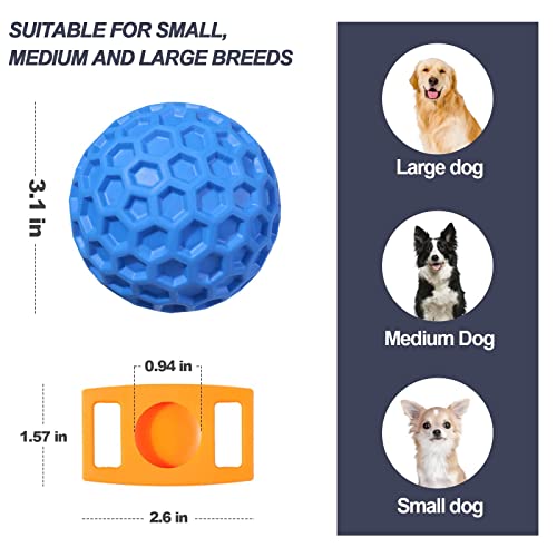 Squeaky Dog Balls, Indestructible Dog Toys for Aggressive Chewers Large/Medium Breed, Natural Rubber Interactive Chew Toys for Teeth Clean, Relieves Anxiety (Blue) - color: Blue