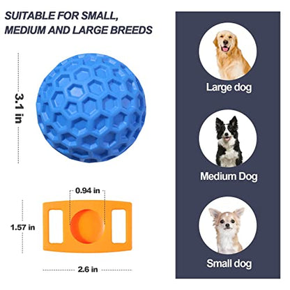 Squeaky Dog Balls, Indestructible Dog Toys for Aggressive Chewers Large/Medium Breed, Natural Rubber Interactive Chew Toys for Teeth Clean, Relieves Anxiety (Blue) - color: Blue