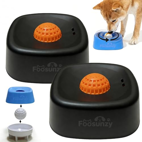 Slow Feeder Dog Bowls for Liquid with Rolling Ball, Interactive Lick Bowl Licking Slow Feeder for Wet Food, Water & Treats Lick Toy for Dogs Cats Large Medium Small - color: Style1-Black+Black