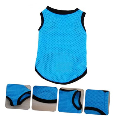 Pet Sleeveless Vest Breathable Mesh Dog Shirt Blue M Size Cooling Pet Clothes for Puppies and Small Dogs