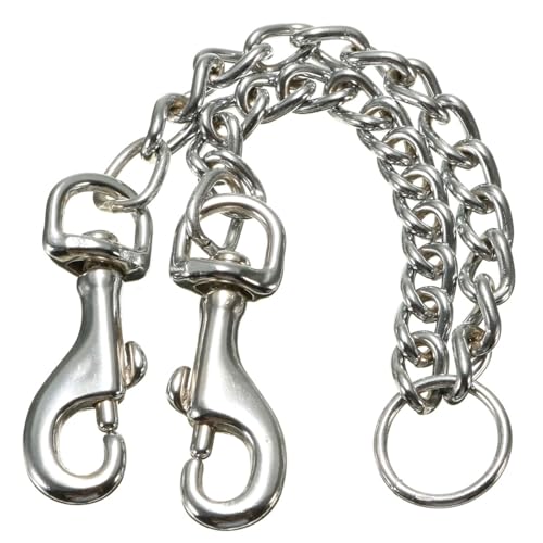 Double Dog Coupler Stainless Steel Leash Splitter Twin Lead Chain for Walking Two Dogs with Dual Swivel Hooks 16 Inch