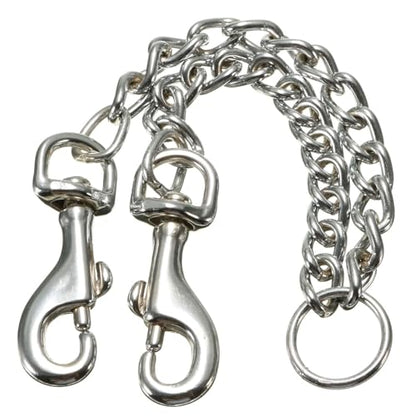 Double Dog Coupler Stainless Steel Leash Splitter Twin Lead Chain for Walking Two Dogs with Dual Swivel Hooks 16 Inch
