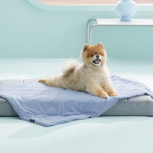 Bedsure Premium Cooling Blanket for Small Dog - Q-MAX>0.5, Breathable Summer Washable Cold Pet Throw Blanket, Soft Durable Self Cooling Cat Mat for Hot Weather, Powder Blue, 25x35 - color: Powder Blue, size: S(25x35")