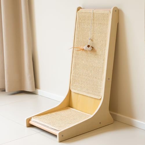 PETKARAY Sisal Cat Scratcher, Upright Cat Scratch Pad Wall Mounted, Vertical Scratching Post Alternative, L Shape Scratching Board 105° - color: 105°, size: Large