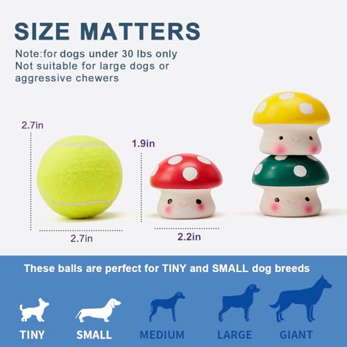 Squeaky Dog Toys, Soft Latex Squeaky Dog Ball for Small Dogs Puppies, Cute Bounce Squeak Mushroom Pet Toys - color: Mushroom - 3 Pack, size: Small