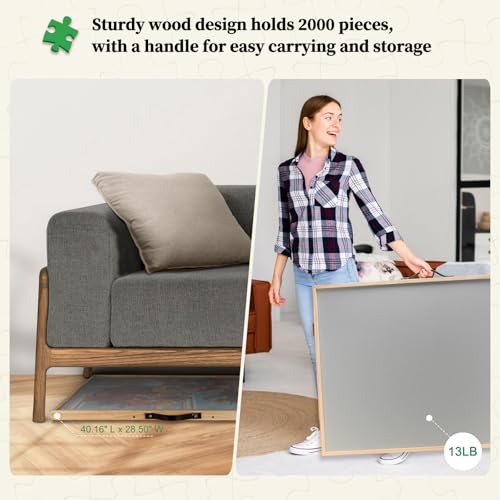 ALL4JIG 2000 Pieces 2-in-1 Tilting & Rotating Puzzle Board, 40.16" x 28.5"Adjustable Angle Puzzle Board with 4 Drawers & Clear Protective Cover, Birthday Gift for mom - color: Iron, size: Large-2000pcs