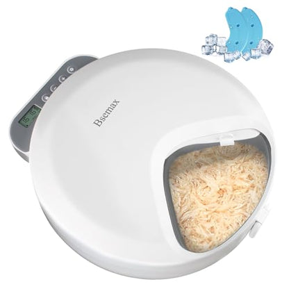 Automatic Wet Food Cat Feeder, Auto Refrigerated Wet Foods Feeder for Cats Dogs 4 Meal Timed Fresh Foods Dispenser with 2 Ice Packs Small Pet Feeders for Kitty Puppy Automatic Cat Dog Food Bowl - color: White