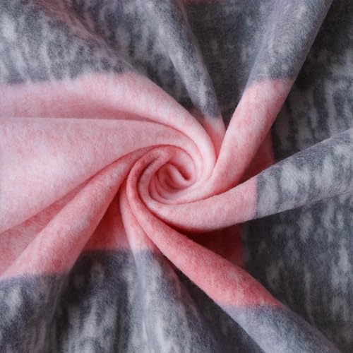 ZYFZCYBL Fleece Throw Blankets for Couch Bulk Lightweight Warm Soft Cozy Blanket 6 Pack Bulk Fleece Blanket Solid for Bed Couch Office Gifts Outdoor 50 x 60 inch Pink and Grey - color: Plaid (Pink and Grey)
