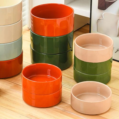 Petygooing Ceramic Dog Bowl Set with Stand, Small Cat Dog Food and Water Bowl, Anti-Slip Set of 2 Bowls - 13.5 OZ (5.1In / 1.7 Cups) Rust Red - color: Rust Red, size: Puppy/Small Size Dogs & Cat Bowls 400ML*2