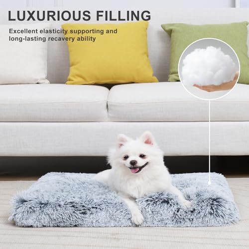 Vonabem Small Dog Bed Crate Pad 24 inch, Washable Puppy Bed, Soft Plush Pet Crate Beds, Anti-Slip Cat Bed, Dog Mats for Sleeping, Kennel Pad Grey - color: Grey, size: 24.0"L x 18.0"W x 2.0"Th
