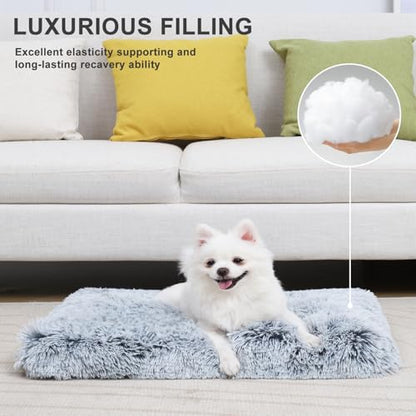 Vonabem Small Dog Bed Crate Pad 24 inch, Washable Puppy Bed, Soft Plush Pet Crate Beds, Anti-Slip Cat Bed, Dog Mats for Sleeping, Kennel Pad Grey - color: Grey, size: 24.0"L x 18.0"W x 2.0"Th