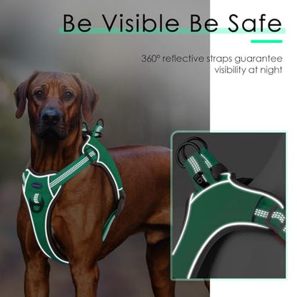 ThinkPet No-Pull Harness, Escape Proof Step-in Reflective Dog Vest Adjustable Breathable Halter Harness with Back/Front Clip for Better Control - color: Teal, size: X-Large