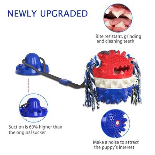 Askhald Aggressive Chewer Dog Toys - Rope Toys with Suction Cup, Teething Treats & Puzzle Food Dispensing Ball (Navy Blue) - color: Navy blue