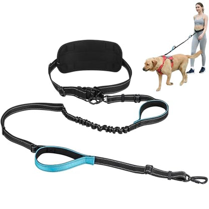 Hands Free Large Dog Leash, 6-8 FT Bungee Leash with Waist Belt for Dog Up to 150 lbs, Running Walking Jogging - color: 1 Dog – Shadow Black