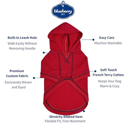 Blueberry Pet Hoodie – 14″ Soft French Terry Chilly‑Season Sweatshirt with Hood, Red, Award‑Winning Small‑Dog Jersey - color: Dog Hoodie - Red, size: 14 inch (Pack of 1)