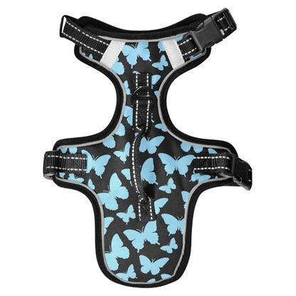 Dreamy Butterfly Blue Black Reflective Vests for Large Dogs for Dog pet Dog Training Accessories Cat Harnesses Chaleco para perro - size: M