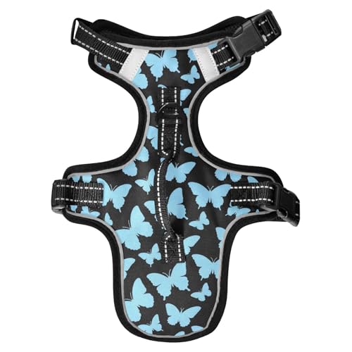 Dreamy Butterfly Blue Black Reflective Vests for Large Dogs for Dog pet Dog Training Accessories Cat Harnesses Chaleco para perro - size: S