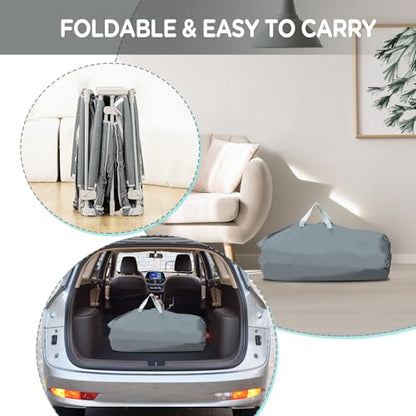 CAPAKIDS Foldable Baby Playpen 59"×71", Out-of-The-Box Ready Playpen for Babies and Toddlers, Portable Play Yard with Breathable Mesh & Gates, Storage Bag & 4 Handlers for Indoor & Outdoor - size: 59"x71"