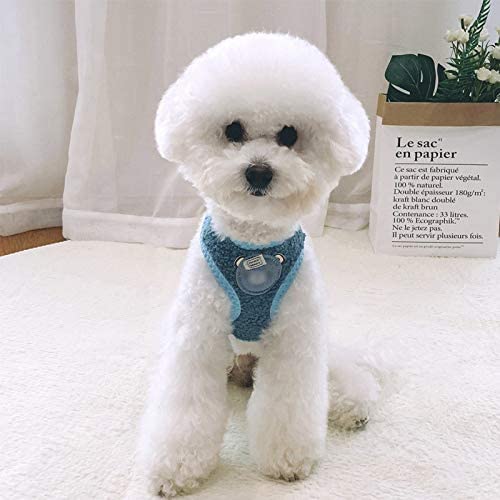 La La Pet® Cute Small Dog Harness with Velvet Leash Mesh Padded Vest Harness for Walking Small Medium Dogs and Cats (Blue, S) - color: Blue, size: S