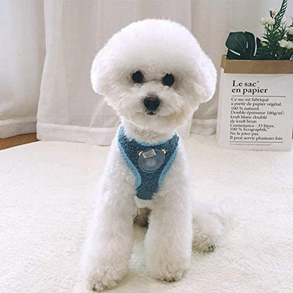 La La Pet® Cute Small Dog Harness with Velvet Leash Mesh Padded Vest Harness for Walking Small Medium Dogs and Cats (Blue, S) - color: Blue, size: S