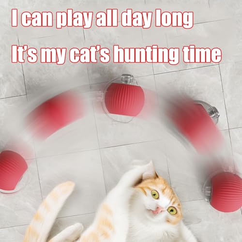 2025 New Interactive Dog Cat Toys Balls,Interactive Rolling Ball Cat Toy, 360° Smart Automatic Rolling Pet Ball, Fast Moving Toy for Dog and Cat(Red)