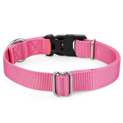 Mikivery Nylon Dog Collar with Quick Release Buckle Soft Adjustable Sturdy for Small Medium Large Dogs Pink,M - color: BabyPink, size: M：13"-20"