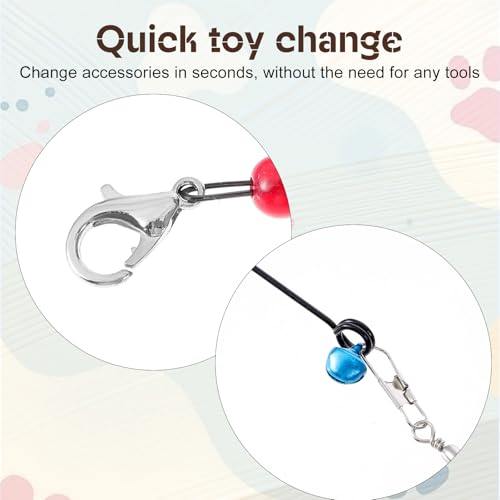 Cat Toys Wand Cat Fishing Pole Toy Cats Teaser Toys with 4 Realistic Hanging Refills