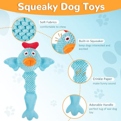Fuufome Squeaky Dog Toys for Medium and Small Dogs-Interactive Tug of War Toy for Puppy Teething,Great Plush Dog Toy for Dogs to Keep Them Busy - color: sky blue