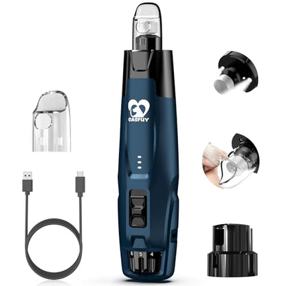 Casfuy New 6-Speed Dog Nail Grinder - 50% More Power Dog Nail Trimmers with 2 LED Lights Quiet 7h Running Time Electric Pet Nail Grinder File Toenail Grinder for Large Medium Small Dogs & Cats (DB) - color: Dark Blue