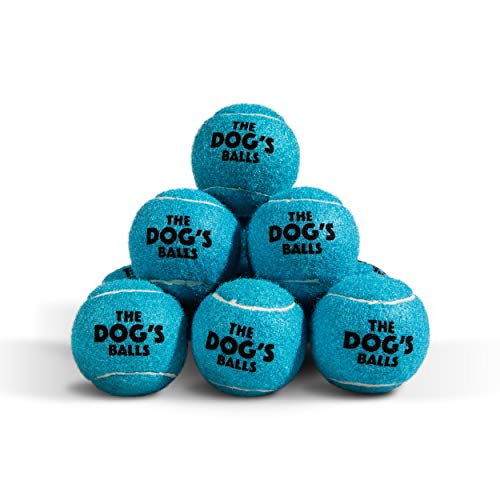 The Dog's Balls Dog Tennis Balls for Dogs, Blue, 12-Pack - Non-Abrasive Felt Fetch Balls, Tough Rubber Core, Float in Water, Fits Standard Launchers - color: Blue, size: 12 Medium Tennis Balls