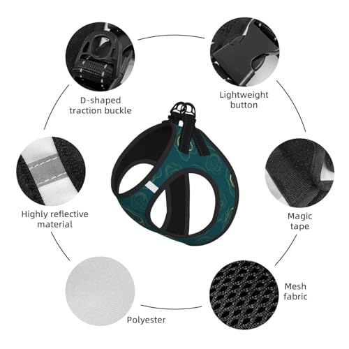 Double Padded Dog Harness Vest Set, Gold Glitter Watercolor Ink Splash Paint Teal Green Marble, Choke-Free Reflective Straps with Easy Neck Adjustment, Small Medium Pet Walking - color: Style (521), size: Small