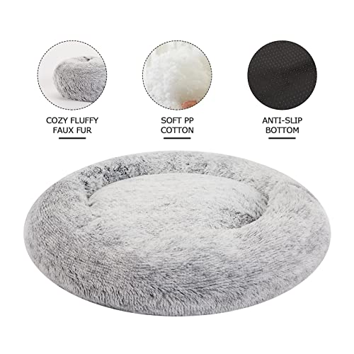 Bedfolks Calming Donut Dog Bed for Extra Large Dogs, 45 Inch Round Plush Bed with Non-Slip Bottom (Dark Grey, Extra Large) - color: Dark Grey, size: 45.0"L x 45.0"W x 10.0"Th
