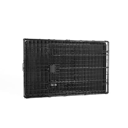 Amazon Basics Portable, Easy to Assemble, Foldable Metal Wire Dog Crate with Removable Tray, Double Door, Divider Panel, Handle, 36" x 23" x 25", Black - size: 36.0"L x 23.0"W x 25.0"H, style: Double Door w/ Divider