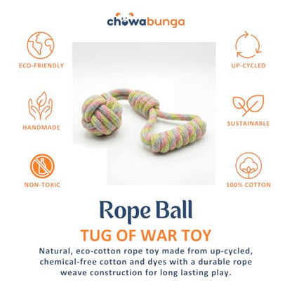 Tug of War Dog Toy 12 Inch Eco Cotton Interactive Dog Rope Toy with Grip Handle & Rope Tug Ball with Natural, Non-Toxic Dyes Tug Toy for Medium & Small Dogs (Rainbow) - color: Rainbow