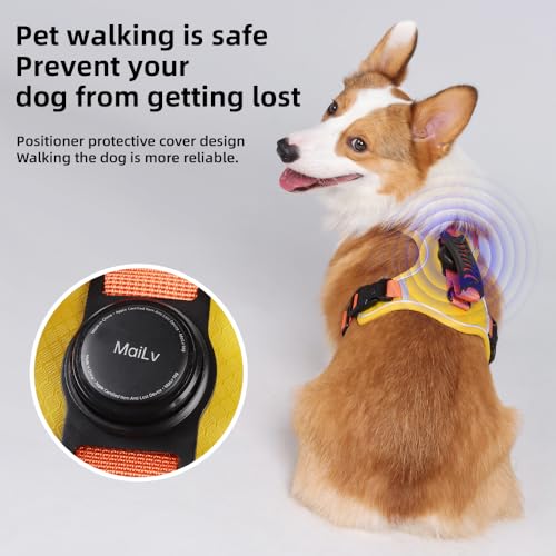 Dog Harness No Pull with GPS Tracker Pocket, 2 Adjustable Leash Clips, Breathable Soft Padded, Reflective, No Choke Dog Vest Harness with Control Handle for Puppy, Pineapple Yellow, XS - size: XS