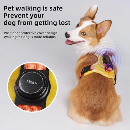 Dog Harness No Pull with GPS Tracker Pocket, 2 Adjustable Leash Clips, Breathable Soft Padded, Reflective, No Choke Dog Vest Harness with Control Handle for Puppy, Pineapple Yellow, XS - size: XS