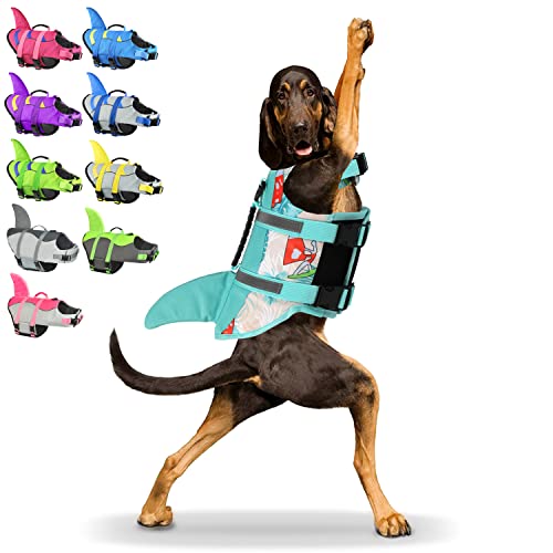 Shark Dog Life Jacket, Adjustable Dog Life Vest with Shark Fin, Suit for Small Medium Large Dog Life Vest for Swimming, Boating, Pool, Beach - color: Blue-Xwy-Shark, size: X-small
